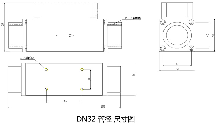 實(shí)驗(yàn)室氣體流量計(jì)DN32尺寸圖